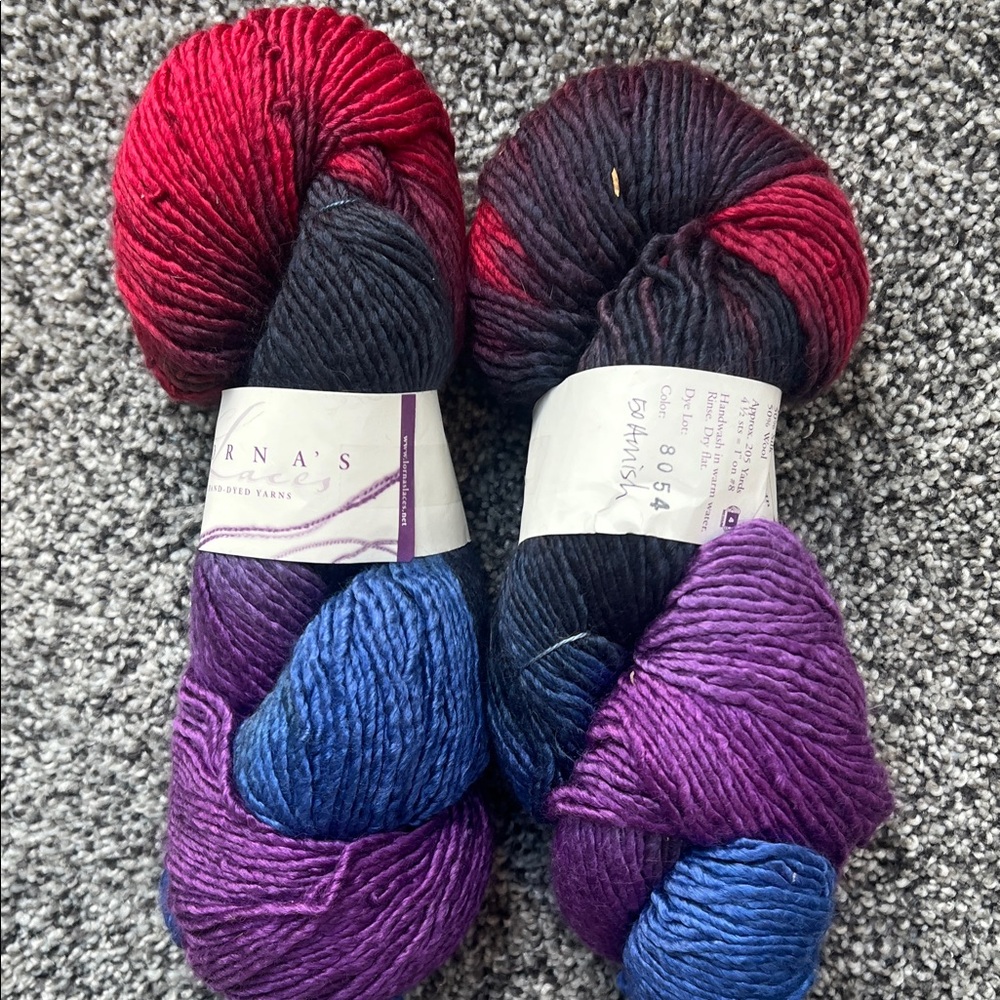 Lorna’s Hand-Dyed  Yarn Lot of 2 Skeins- 50 % Slk/ 50% Wool Color Amish